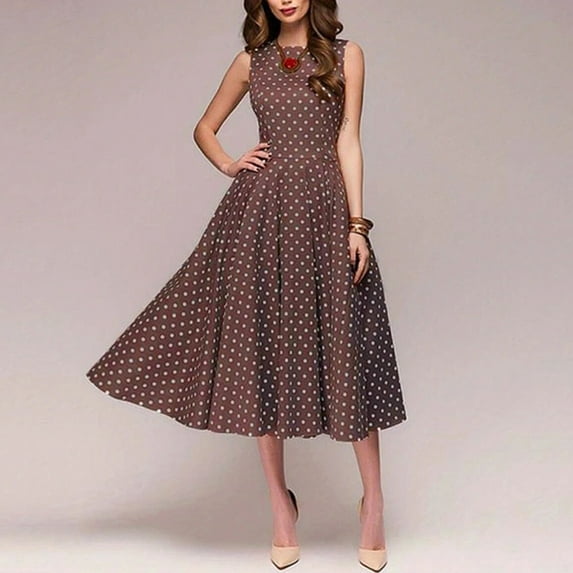 ZOELNIC Women's Polka Dot Retro Vintage Style Cocktail Party Swing Dress, XL