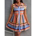 thumbnail image 1 of ZOELNIC Women's Printed Collar Button Down Dress - Puff Short Sleeve Mini Shirt Dress, L, 1 of 6