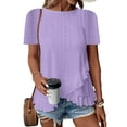 thumbnail image 1 of ZOELNIC Women's Ruffle Hem Tunic Tops Summer Short Sleeve Loose T-Shirt Blouses, 1 of 2