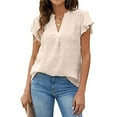thumbnail image 1 of ZOELNIC Women's Summer V Neck Ruffle Short Sleeve Blouse Business Office Casual Top Shirts,L, 1 of 6