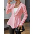 thumbnail image 1 of ZOELNIC Women's Textured Blazer Single Button Long Sleeve Business Casual Jacket with Ruffle Hem, Slim Fit Cardigan Work Blazer, M, 1 of 7