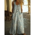 thumbnail image 1 of ZOELNIC Women's Vintage Floral Jumpsuit - Sleeveless Button Front Romper with Pockets, Casual Loose Fit Long Pants Jumper, L, 1 of 2