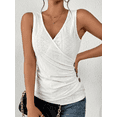 thumbnail image 1 of ZOELNIC Women's Wrap Ruched Tank Tops V-Neck Solid Button Design Slim Fit Casual Summer Tee Tops, S, 1 of 4