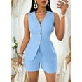 thumbnail image 1 of ZOELNIC Womens 2 Piece Outfits Casual Suit Sets Sleeveless Button Down Blazer Vest Shorts Office Business Matching Set, S, 1 of 4