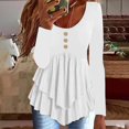 thumbnail image 1 of ZOELNIC Womens Casual Long Sleeve T-Shirt Solid Color Round Neck Layered Button Front Tunic Tops, S, 1 of 5
