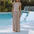 thumbnail image 1 of ZOELNIC Womens Sleeveless Maxi Long Dress Summer Crew Neck Ruched Pleated Flowy Dress, S, 1 of 4
