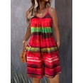 thumbnail image 1 of ZOELNIC Womens Summer Casual Print Sleeveless Rompers Loose Spaghetti Strap Shorts Jumpsuit with Pockets, L, 1 of 5