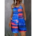 thumbnail image 1 of ZOELNIC Womens Summer Casual Print Sleeveless Rompers Loose Spaghetti Strap Shorts Jumpsuit with Pockets, L, 1 of 5