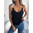 thumbnail image 1 of ZOELNIC Womens Tank Tops Crew Neck Spring Summer Camisole Metal Buckle Straps Cami Top Sleeveless Knitted Shirt, L, 1 of 7