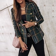 ZOELNIC Womens Lightweight Blazers Casual Long Sleeve Double Breasted Open Front Blazer Jackets Work Suits, S