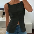 thumbnail image 1 of ZOELNIC Womens Vest Top Trendy Button Up Tank Tops Asymmetrical Y2k Going Out Top, L, 1 of 7