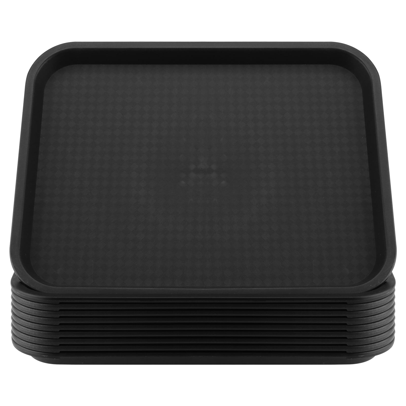 10 Pack Black Plastic Food Trays - 14x10 Inch Restaurant Serving Trays For Fast Food & Dining