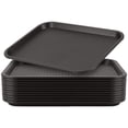 thumbnail image 1 of ZOENHOU 12 Pack 16 x 12 Inch Brown Fast Food Tray, Plastic Cafeteria Trays, Rectangular Serving Trays for Kitchen, Restaurant, 1 of 6