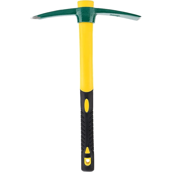 ZOENHOU 17.7 Inch Pick Mattock Hoe, Forged Garden Pick, Weeding Mattock Hoe Agriculture Hand Tools with Heavy-Duty Fiberglass Handle for Weeding Cultivating Camping or Prospecting