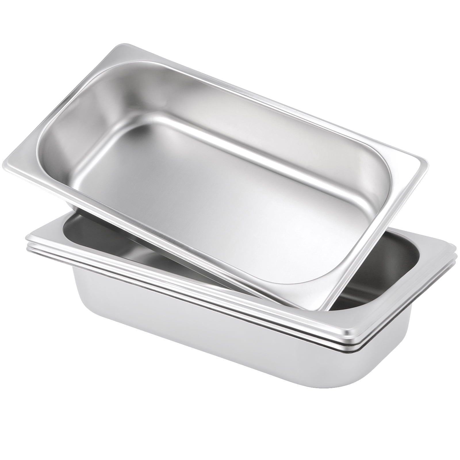 ZOENHOU 4 Pack 1/3 Size Steam Table Pan, Deep Stainless Steel Hotel Pan for Buffet Server