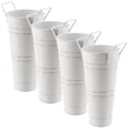thumbnail image 1 of ZOENHOU 4pcs 9 Inch Galvanized Metal Flower Vases, White Metal Flower Buckets with Handles, Rustic Farmhouse French Bucket for Cut Flowers, Home Decoration, 1 of 6