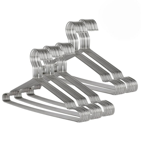 ZOENHOU 50 Pack 16.5 Inch Stainless Steel Wire Hangers, Metal Coat Hangers, Heavy Duty Clothes Hangers for Dry/Wet Clothes