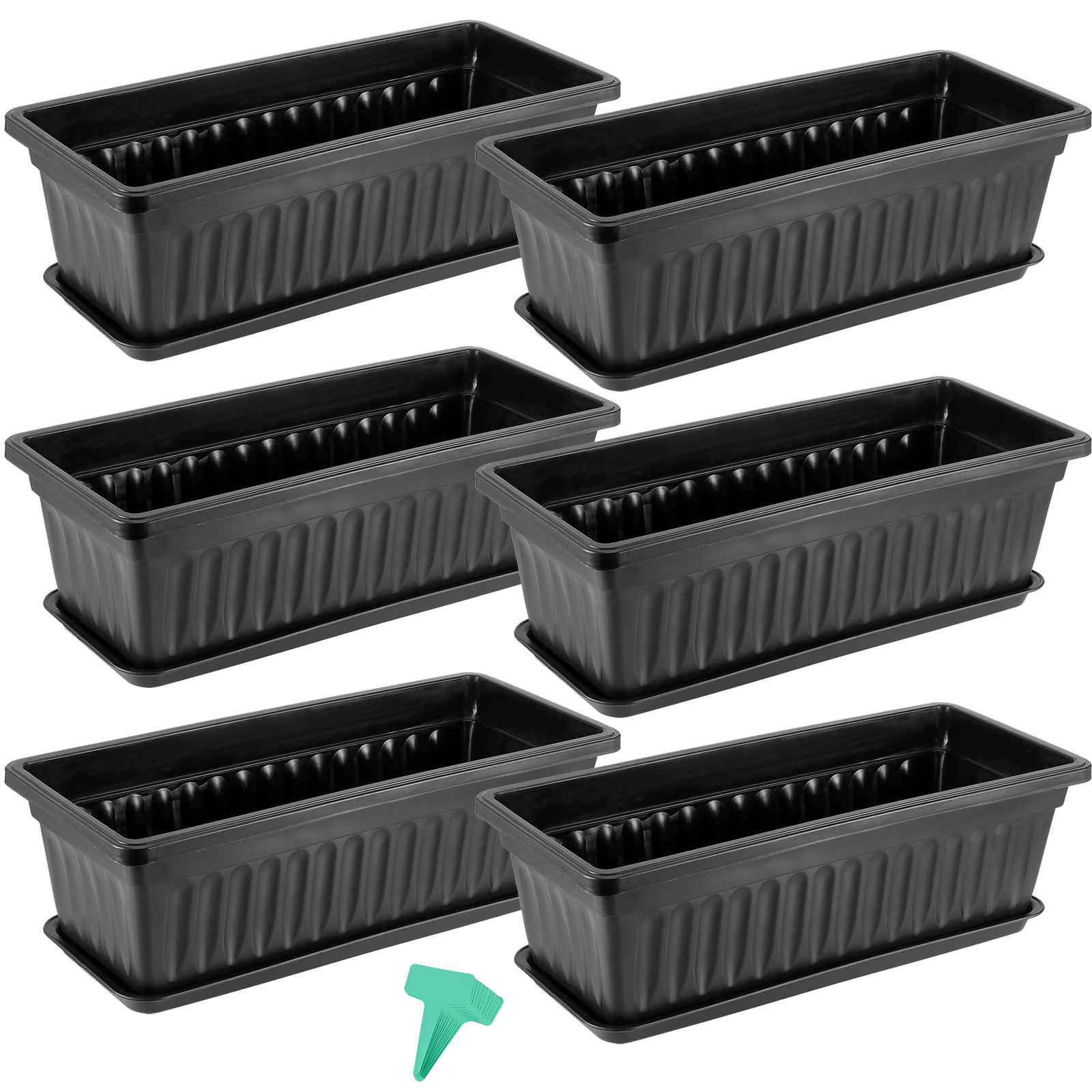3 Pack Window Box Planters, Torubia 17 Inches Plastic Rectangular