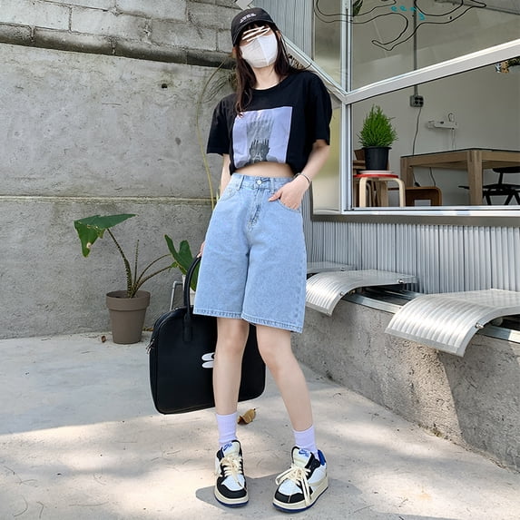 ZOENOVA Belted Shorts Jeans Women Baggy Y2K Fashion Straight Vintage Streetwear Denim 2024 Summer Loose Femme Denim Short Pants
