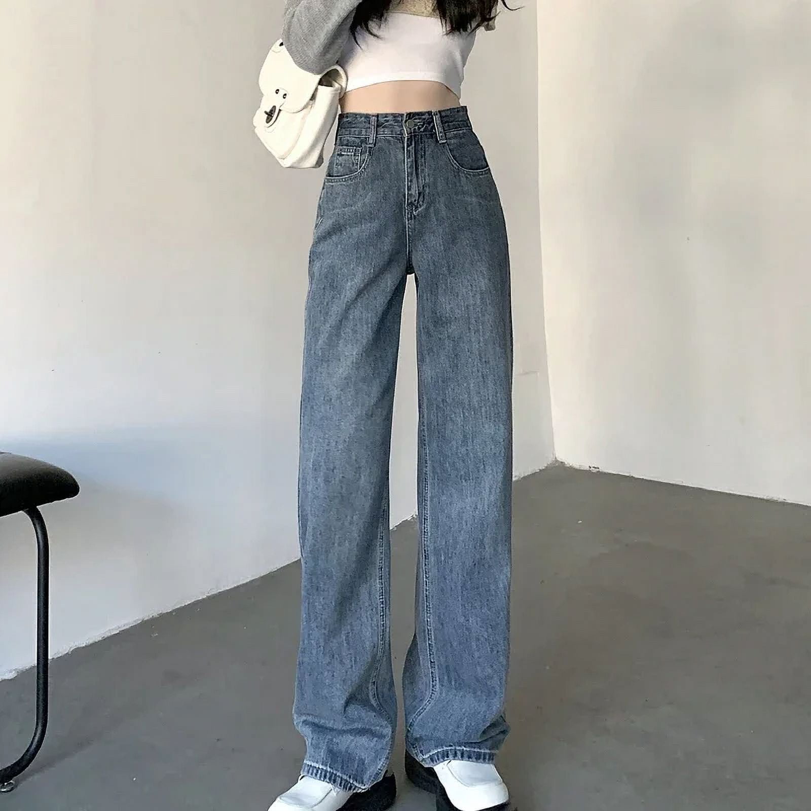 ZOENOVA High Waisted Jeans Y2K Fashion Women Clothing Blue Black ...