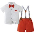 thumbnail image 1 of ZOEREA Baby Boy Clothes Suits, Toddler Boy Short Sleeves Shirt+ Suspender Pants Outfit Sets Gentleman Wedding Suit 1-5 Years, 1 of 12