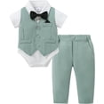 thumbnail image 1 of ZOEREA Baby Boy Clothes Toddler Boy Outfits 4PCS Gentleman Dress Romper/Vest/Pants/Bow Tie Cotton Suit Sets, 1 of 12