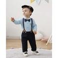thumbnail image 1 of ZOEREA Baby Boy Suit 0-24M Gentleman Outfit Clothes Set Infant Long Sleeve Dress Shirt+Suspender Pants+Bowtie+Beret Hat, 1 of 7