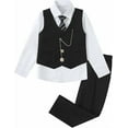 thumbnail image 1 of ZOEREA Boys Suit Formal Dress Clothes Big Boy Wedding Outfit Vest+Pants+Dress Shirt+Chain+Adjustable Tie 6-10Y, 1 of 4