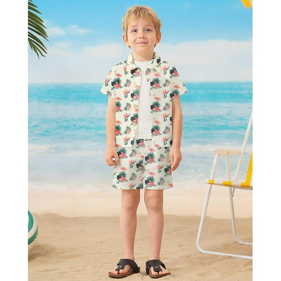 ZOEREA Toddler Baby Boy Clothes Hawaiian Outfit Shorts Sets Printed Button Down Shirt and Shorts Summer Beach Clothes 1-5T