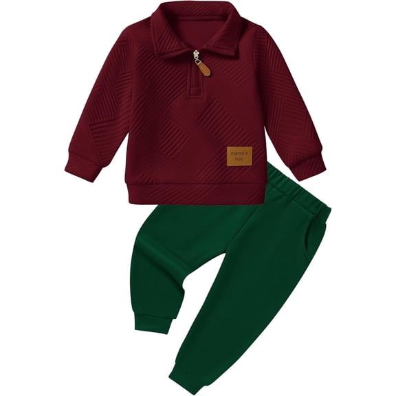 ZOEREA Toddler Baby Boy Clothes Outfits Long Sleeve Solid Sweatshirt and Pants 2 Piece Fall Winter Sweatsuit Set 1-5T