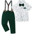 thumbnail image 1 of ZOEREA Toddler Baby Boy Clothes Suit Gentleman Wedding Outfits, Formal Dress Shirt with Bowtie + Suspender Pants 1-5 Years, 1 of 14