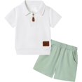 thumbnail image 1 of ZOEREA Toddler Baby Boy Clothes Summer Outfits Short Sleeve Solid Elastic Sweatshirt and Shorts 2 Piece Sweatsuit Set 1-5T, 1 of 6