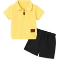 thumbnail image 1 of ZOEREA Toddler Baby Boy Clothes Summer Outfits Short Sleeve Solid Elastic Sweatshirt and Shorts 2 Piece Sweatsuit Set 1-5T, 1 of 6