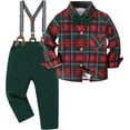 thumbnail image 1 of ZOEREA Toddler Baby Boy Suit Clothes Gentleman Wedding Outfits Long Sleeve Dress Shirt + Suspender Pants + Bowtie 1-5T, 1 of 5
