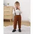 thumbnail image 1 of ZOEREA Toddler Baby Boy Suit Clothes Gentleman Wedding Outfits Long Sleeve Dress Shirt + Suspender Pants + Bowtie 1-5T, 1 of 7