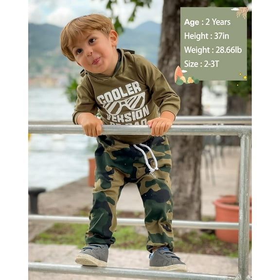 ZOEREA Toddler Baby Boys Clothes Letter Printed Hoodie Sweatshirt Tops Camouflage Long Pants 2PCS Outfits Set