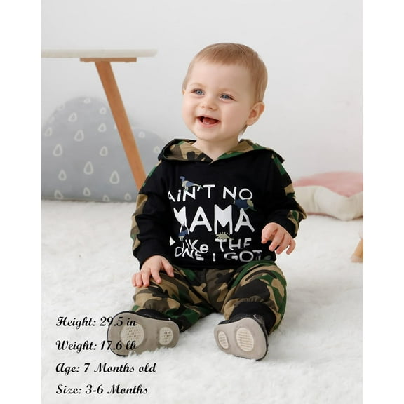 ZOEREA Toddler Baby Boys Clothes Letter Printed Hoodie Sweatshirt Tops+Camouflage Long Pants 2PCS Outfits Set