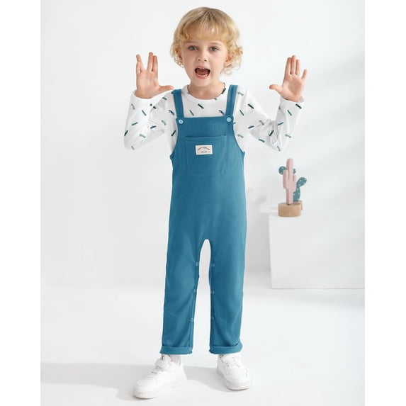 ZOEREA Toddler Baby Boys Clothes Outfit Long Sleeve T-Shirt and Romper Set Cute Jumpsuit Overalls Solid Color 6M-4T