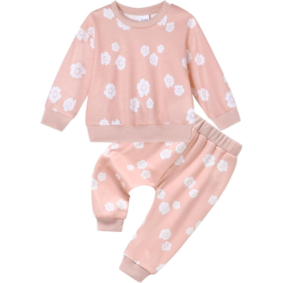 ZOEREA Toddler Baby Girl Clothes Long Sleeve Pullover Tops   Pants Set Floral Print Sweatsuit Fall Winter Outfits 6M-4T