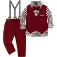 thumbnail image 1 of ZOEREA Toddler Boy Suit Formal Wedding Outfits Gentleman Clothes Long Sleeve Shirt + Suspender Pants + Bowtie, 1 of 6