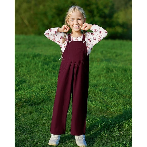 CARETOO Toddler Girl Clothes 1-5T Baby Girl Outfits Fall Winter Stripe Floral Long Sleeve Top+Bib Overall Pants 2Pcs Clothing Size 4-5T