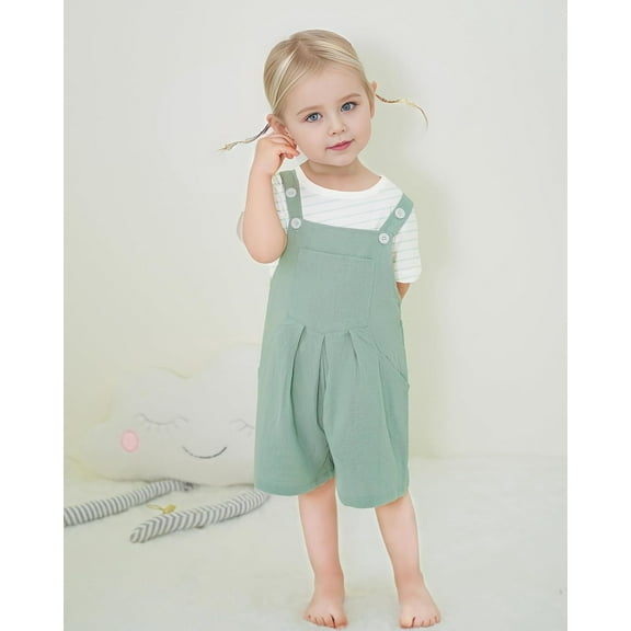 ZOEREA Toddler Girl Clothes, 2Pcs Baby Girl Outfits Spring/Summer Stripe/Floral T-Shirt Bib Overall Shorts Clothing Set 1-5T