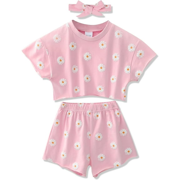 ZOEREA Toddler Girl Clothes Baby Girls Outfits 6M-5T Summer Floral Print Shirt Shorts Headband 3pcs Baby Clothing