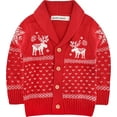thumbnail image 1 of ZOEREA Toddler Unisex Knit Sweater Baby Button-up Coat Deer Christmas Cardigan Sweater, 1 of 7
