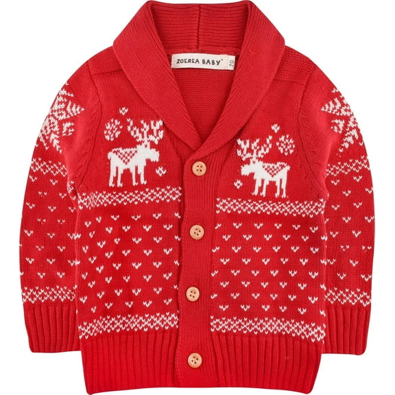 ZOEREA Toddler Unisex Knit Sweater Baby Button-up Coat Deer Christmas Cardigan Sweater