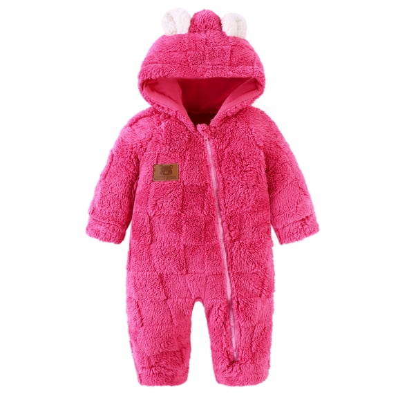 ZOEREA Unisex Fleece Baby Romper Plush Hooded Newborn Clothing Infant One Piece Outerwear 0-18 Months