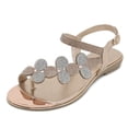 thumbnail image 1 of ZOEREA Women's Bohemia Flat Sandals Ladies Summer Beach T-Strap Flip Flop Sparkling Rhinestone Walking Shoes Casual, 1 of 8
