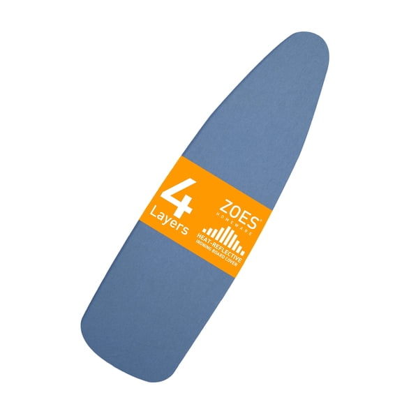 ZOES HOMEWARE 54"x15" Ironing Board Cover & Pad|100% Cotton Cover and Pad with Elastic Fit, Standard Size Aluminum Coating Padding|Blue