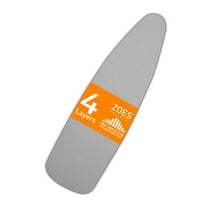 ZOES HOMEWARE 54"x15" Ironing Board Cover & Pad|100% Cotton Cover and Pad with Aluminum Coating|Grey