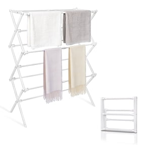 ZOES HOMEWARE Extendable Clothes Drying Racks Foldable for Laundry, Metal Collapsible Folding Dry Rack Clothing